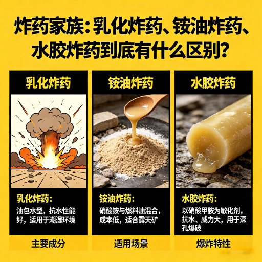 睢阳炸药家族:乳化炸药、铵油炸药、水胶炸药到底有什么区别?